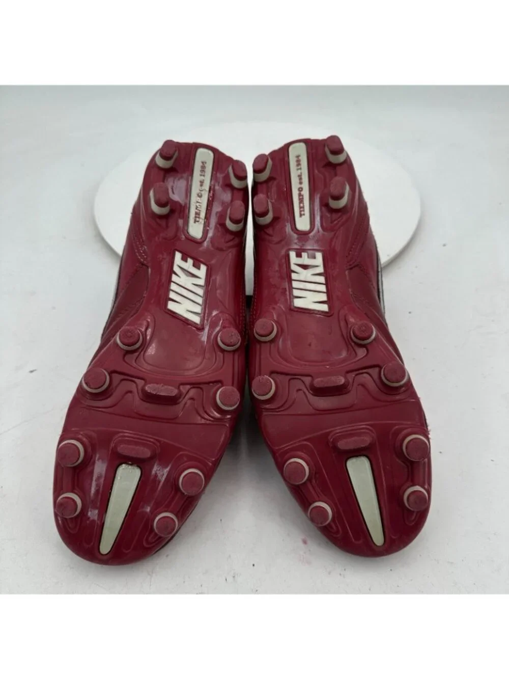 Nike Tiempo Mystic III Men Sz 9 366180-606 Burgundy Platinum Football Cleat Shoe